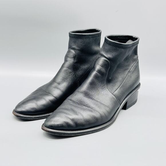 Alexander Wang Boots Womens 7.5 Black Leather Kori Ankle Cutout Heel Pointed Toe - Picture 3 of 11